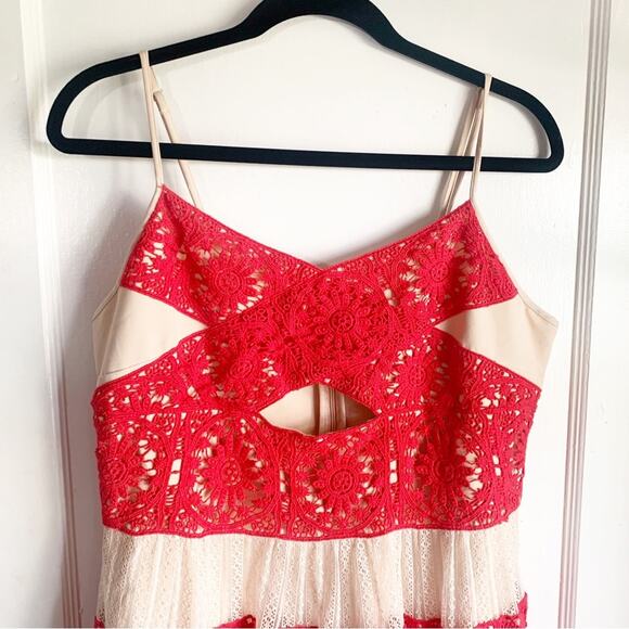 Foxiedox Anthropologie Ophelia Lace Sexy Cut Out Front Mini Dress Feminine Large - Picture 4 of 13